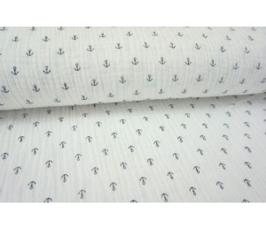 Double Gauze Musselin Anker weiß